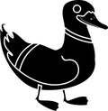 Black silhouette of cartoon mallard Anas platyrhynchos